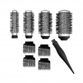 LUSSONI Set of 4 interchangeable styling brushes + 4 hair clips