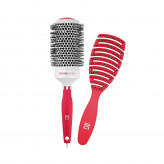 ilū 2 Pcs Set Red Detangling Hairbrush and Round Styling Hairbrush
