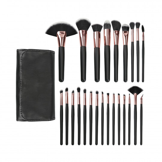 MIMO by Tools For Beauty, 24 Pcs Makeup Brush Set, Black