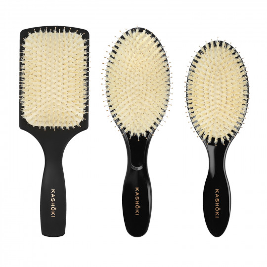 Kashōki by Tools For Beauty, Smooth White Detangler 3 Pcs Hairbrush Set
