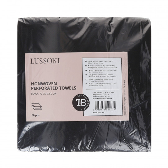 LUSSONI Nonwoven perforated towels, Black, 70 cm x 50 cm, 50 pcs