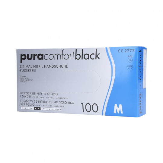 PURA COMFORT Disposable nitrile gloves black, 100pcs. M
