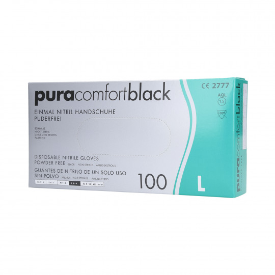PURA COMFORT Disposable nitrile gloves black, 100pcs. L