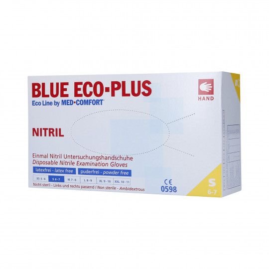 MED COMFORT Blue ECO-PLUS Disposable nitrile gloves blue, 100pcs. S