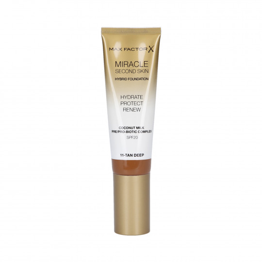 MAX FACTOR MIRACLE Second Skin Foundation SPF20 011 Tan Deep 30ml